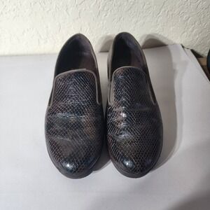 FitFlop Supercomff Womens Loafers Brown Snakeskin Embossed Slip On Shoes 111-490